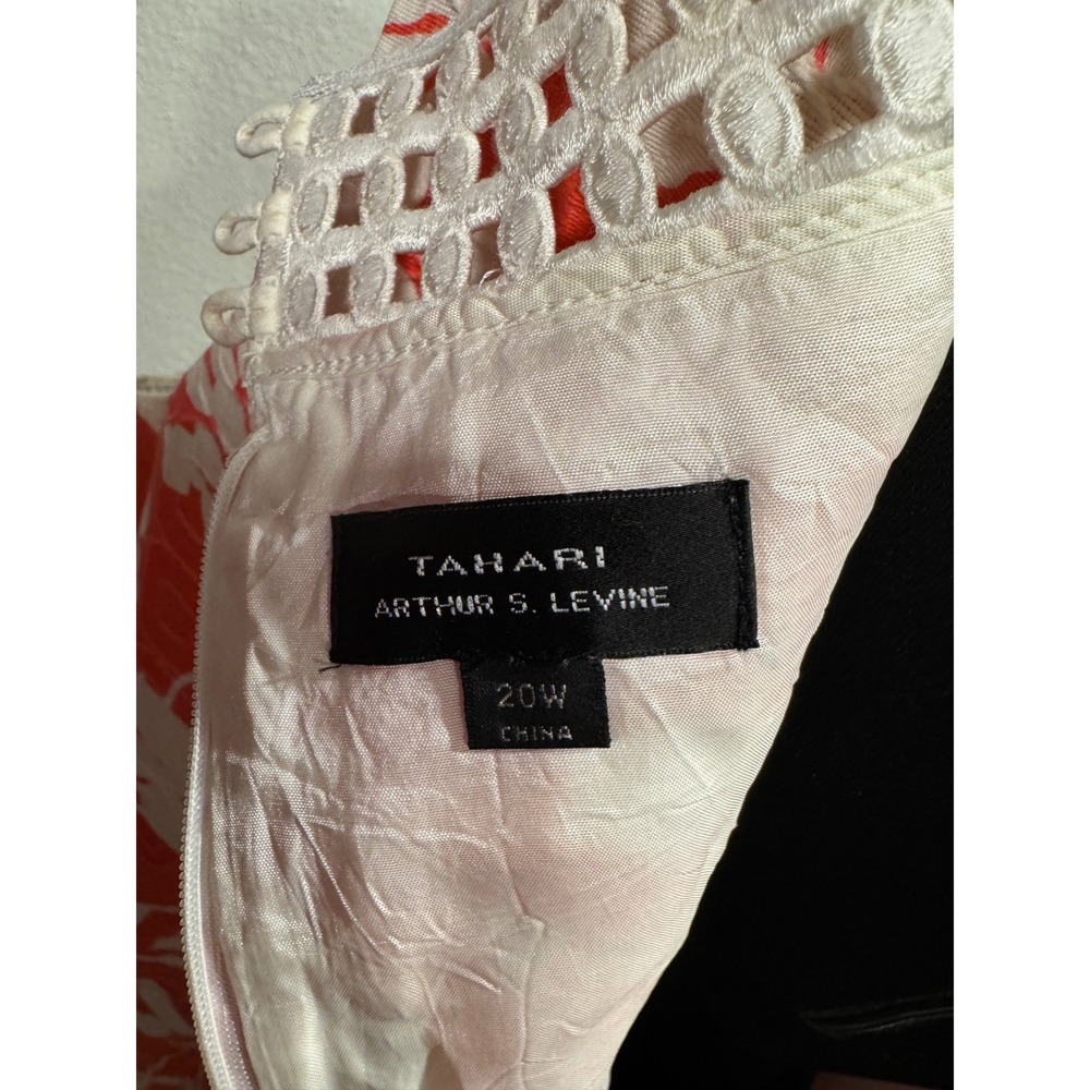 Tahari Arthur S Levine Coral Floral Jacquard Sheath Dress Lattice Neck 20W $178 - Picture 6 of 8